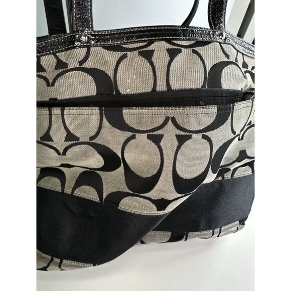 DAMAGED/ WORN COACH XL Tote / Diaper Bag /Signature C'S/ F13803/ Black - Picture 7 of 11